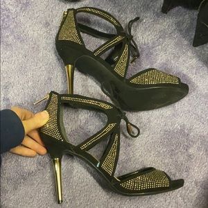 GUESS sparkly gold and black heels